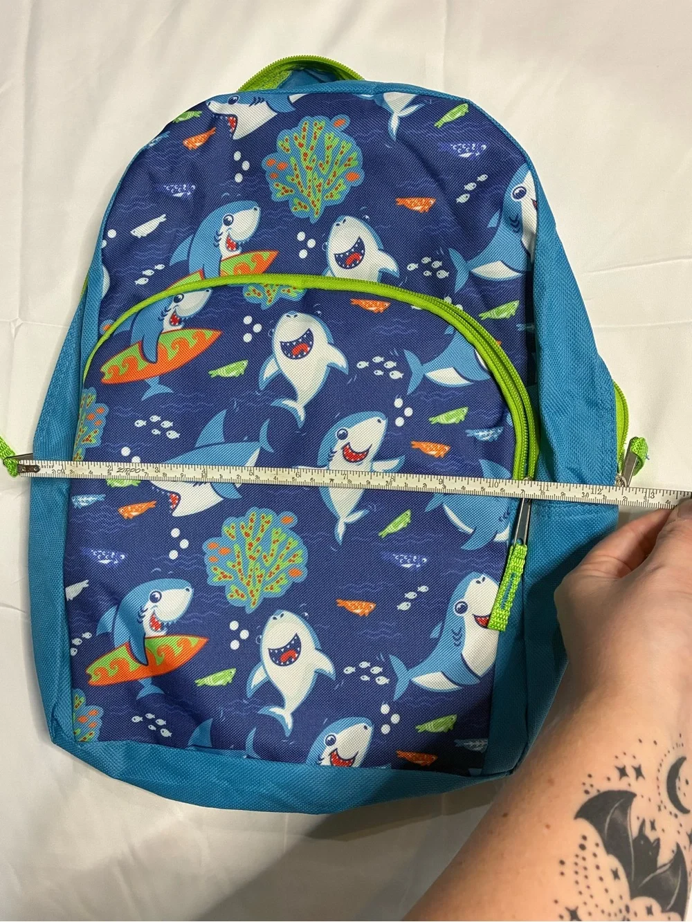 Kids Shark Backpack Blue Green Surfing Sharks School Bag